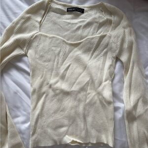 SHEIN Cream Ribbed Knit Top